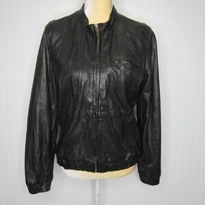 Joie 100% Leather Silk Lined Bomber Jacket